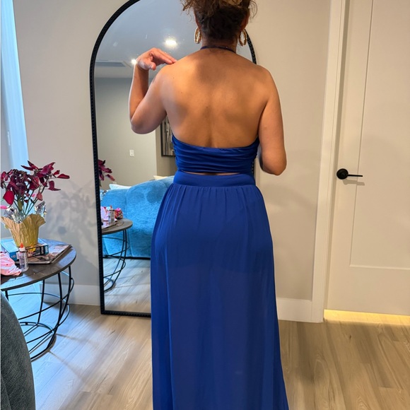 Royal Blue Halter Maxi Dress - Picture 8 of 9